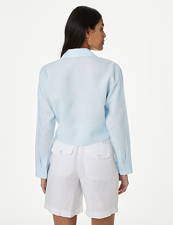 Lyocell Rich Tie Front Shirt with Linen