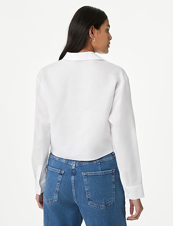 Lyocell Rich Tie Front Shirt with Linen