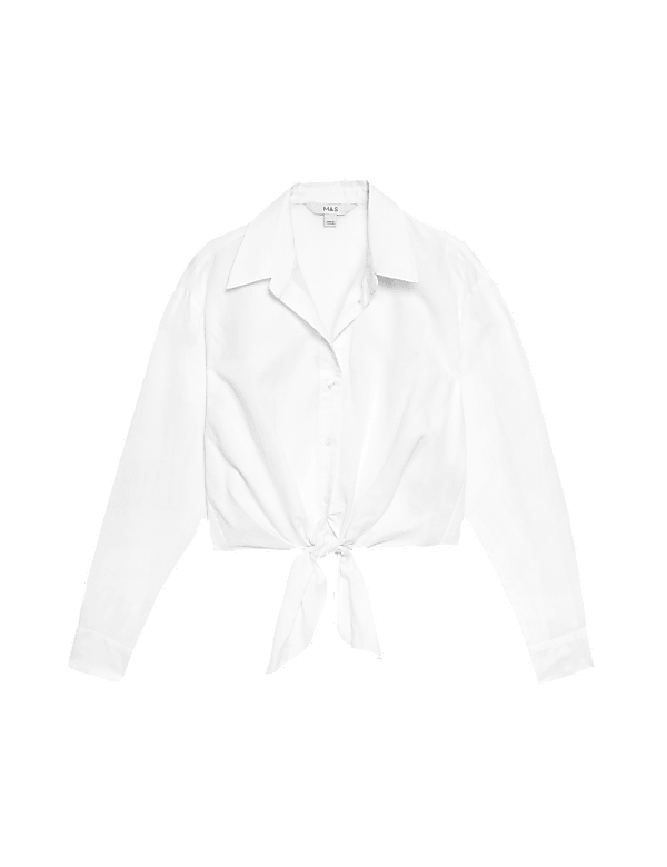 Lyocell Rich Tie Front Shirt with Linen