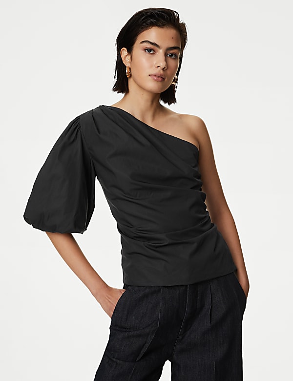 Pure Cotton One Shoulder Blouse