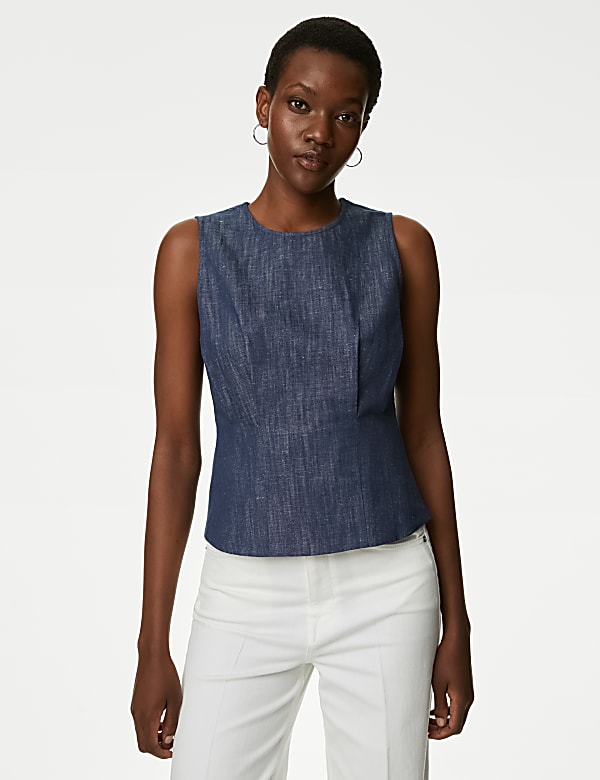 Denim Round Neck Blouse