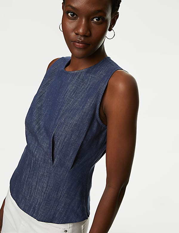 Denim Round Neck Blouse