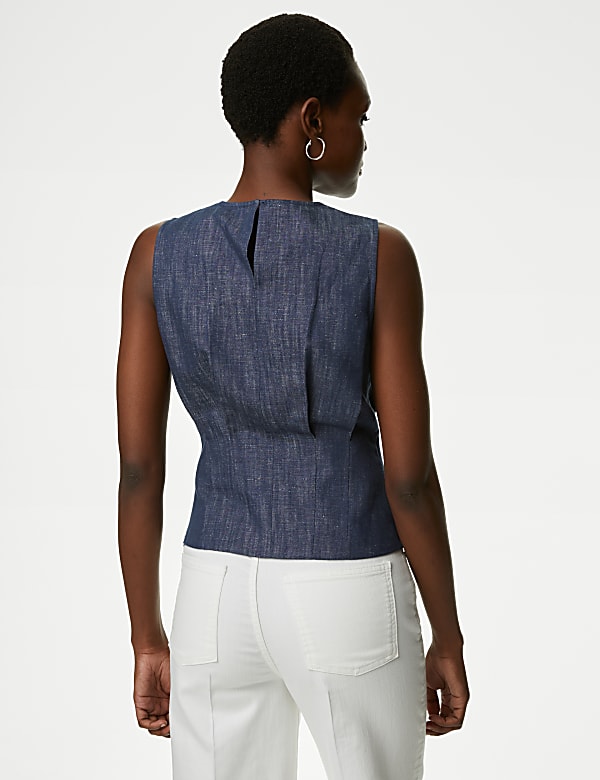 Denim Round Neck Blouse