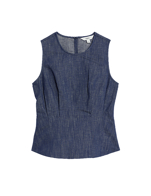 Denim Round Neck Blouse