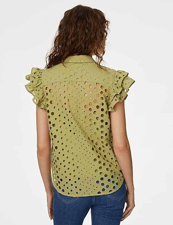 Pure Cotton Broderie Frill Detail Shirt