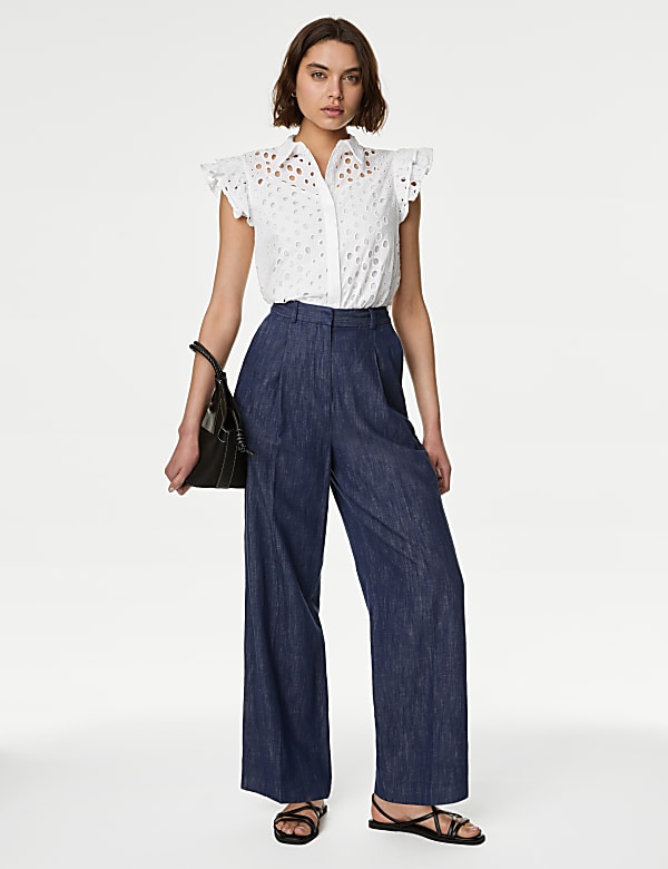 Pure Cotton Broderie Frill Detail Shirt