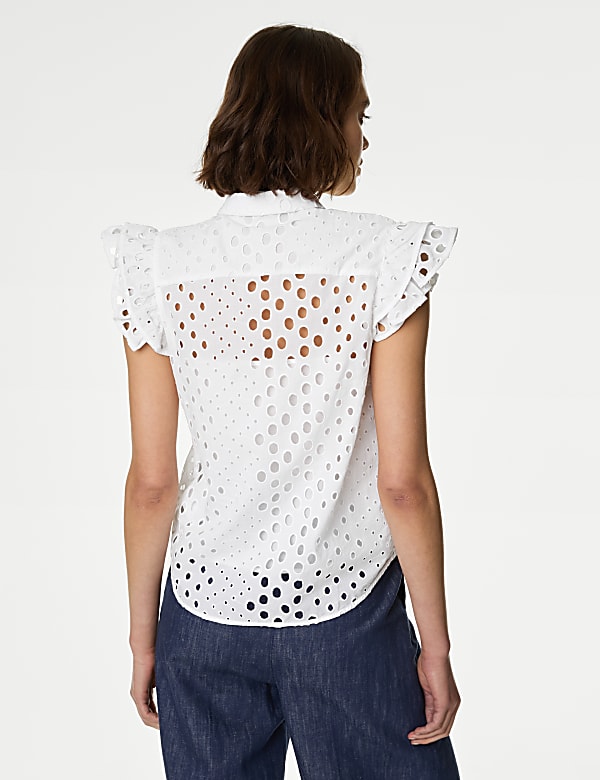Pure Cotton Broderie Frill Detail Shirt