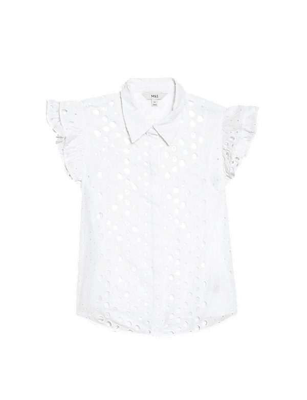 Pure Cotton Broderie Frill Detail Shirt