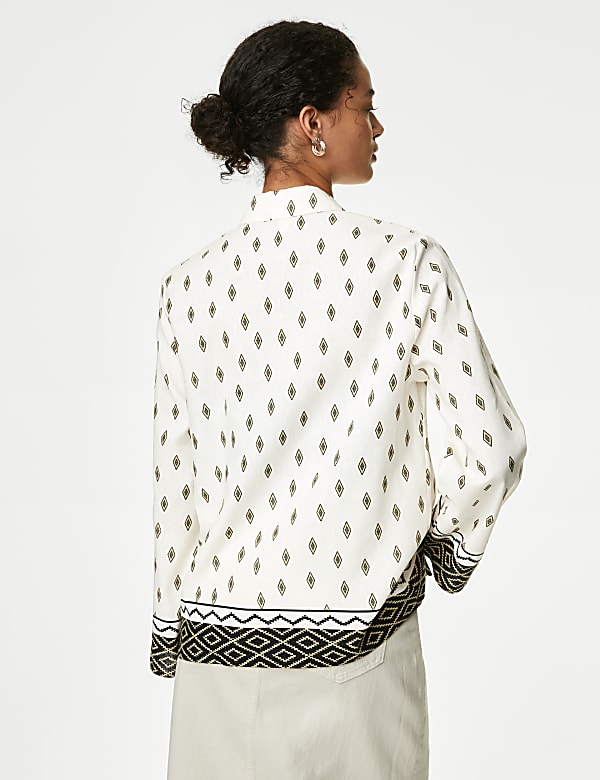 Linen Rich Printed Collared Shirt