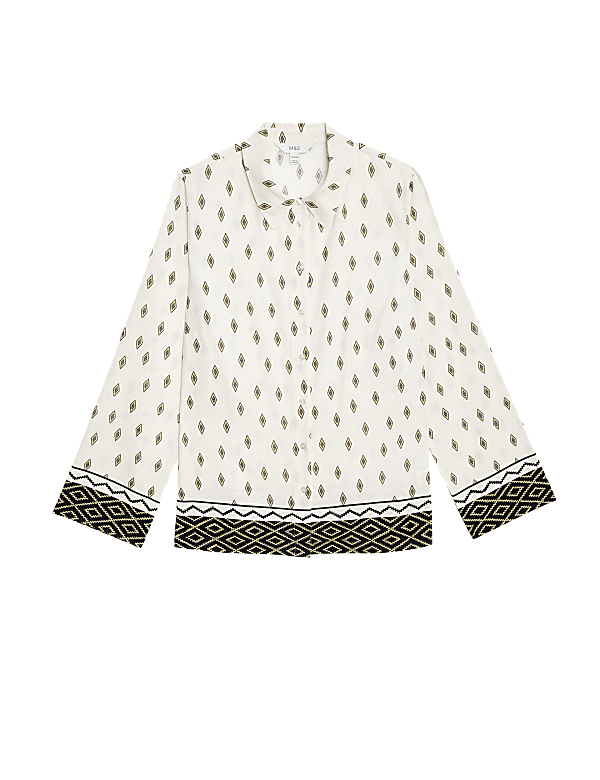 Linen Rich Printed Collared Shirt
