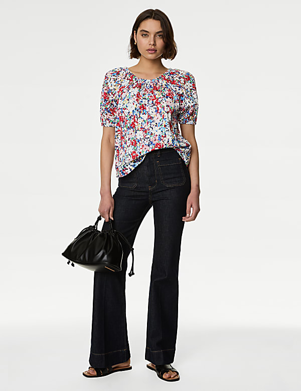 Pure Cotton Floral Broderie Blouse - MX