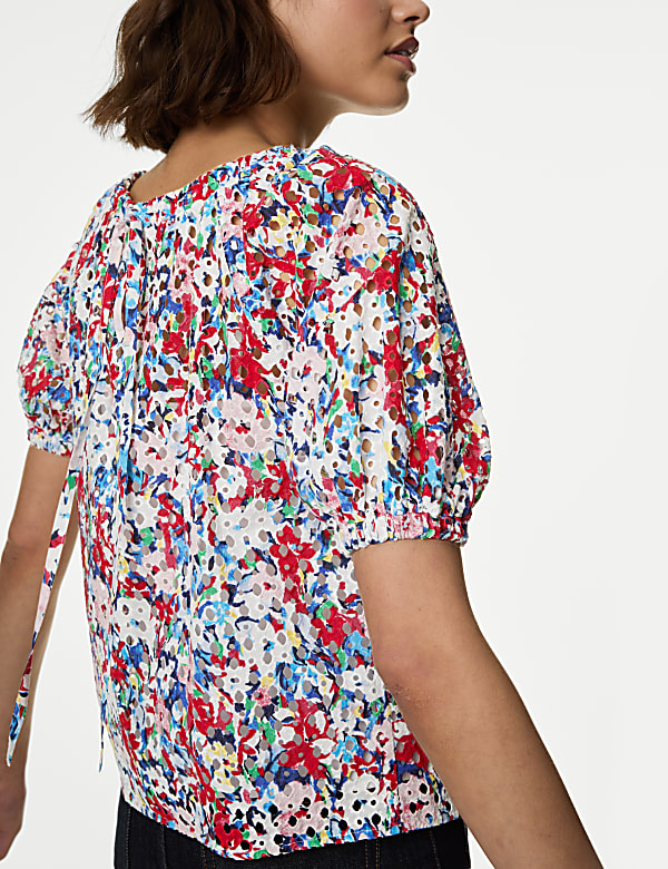 Pure Cotton Floral Broderie Blouse