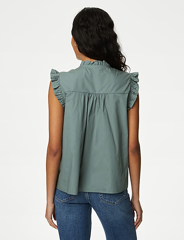 Pure Cotton V-Neck Lace Insert Top