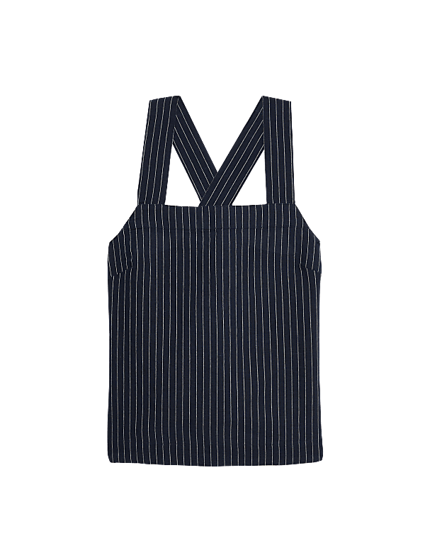 Linen Rich Striped Square Neck Cami Top