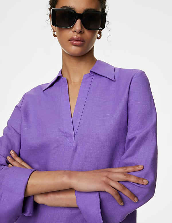 Linen Rich Popover Blouse
