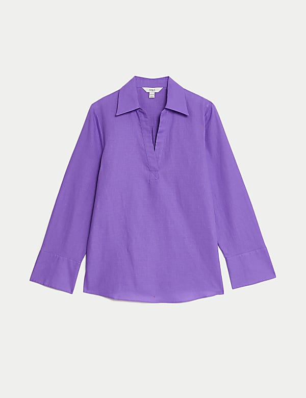 Linen Rich Popover Blouse - SK
