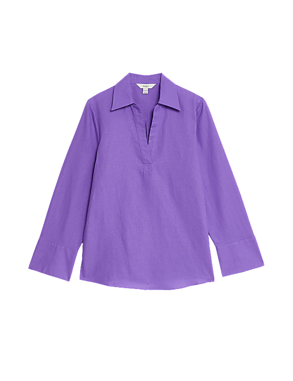 Linen Rich Popover Blouse