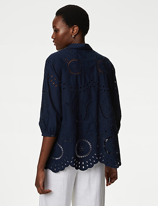 Pure Cotton Broderie Popover Blouse