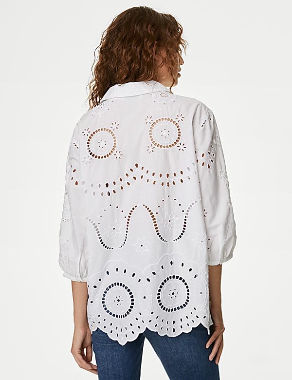 Pure Cotton Broderie Popover Blouse