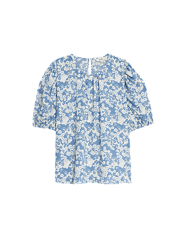 Printed Puff Sleeve Blouse