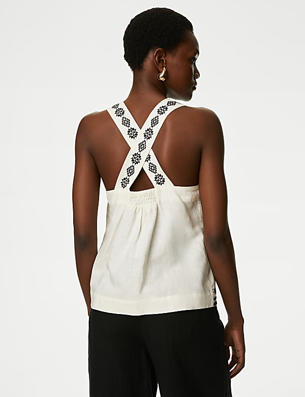 Linen Rich Embroidered Cami Top
