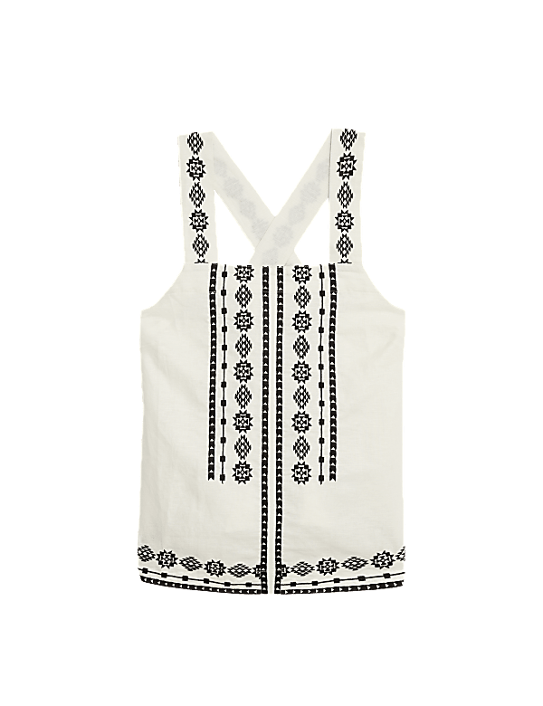 Linen Rich Embroidered Cami Top