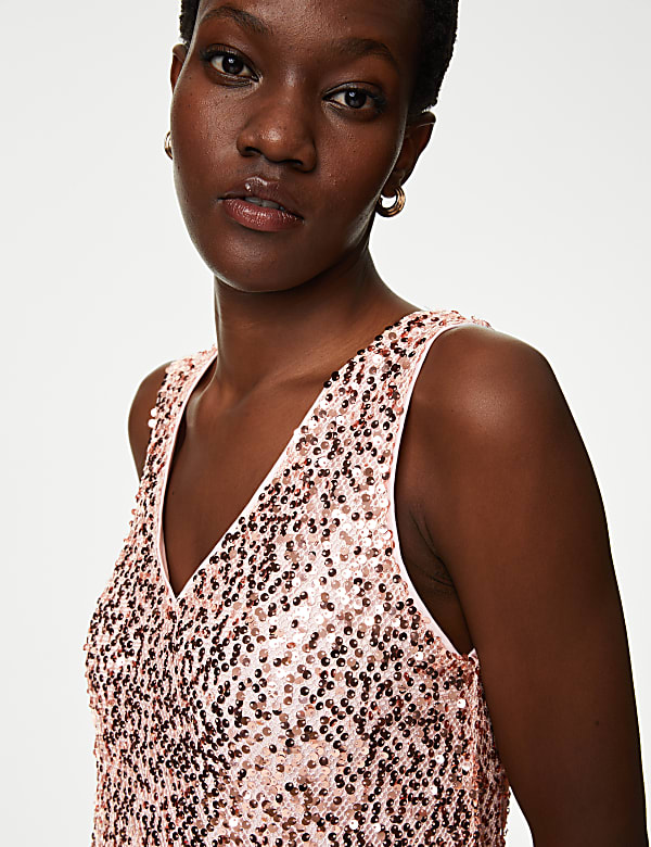 Sequin V-Neck Cami Top