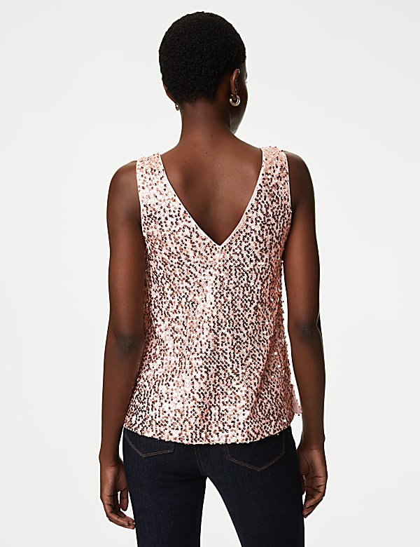 Sequin V-Neck Cami Top