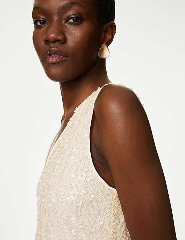 Sequin V-Neck Cami Top