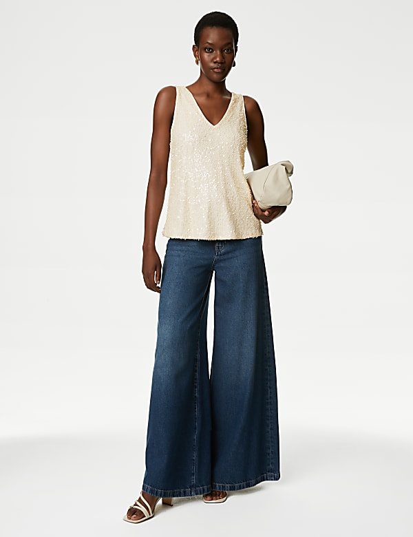 Sequin V-Neck Cami Top