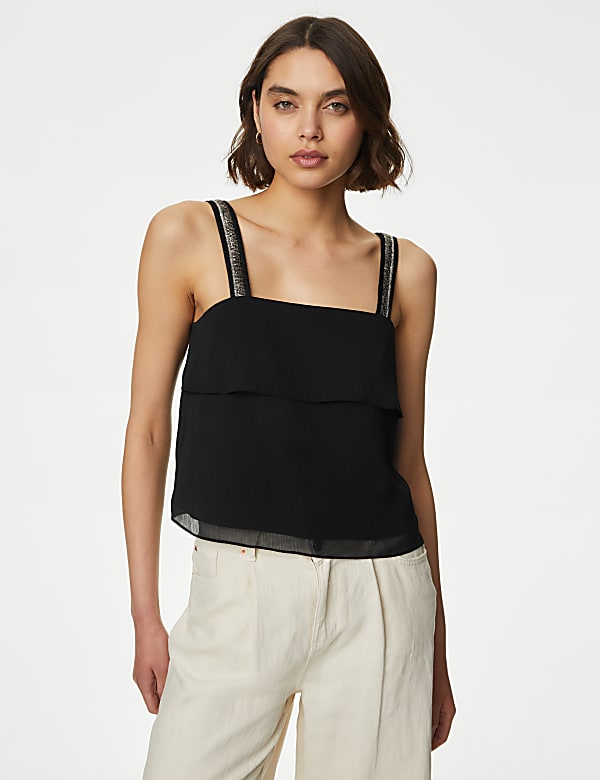 Embellished Square Neck Cami Top