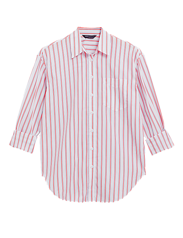 Pure Cotton Striped Oversized Girlfriend Style Shirt