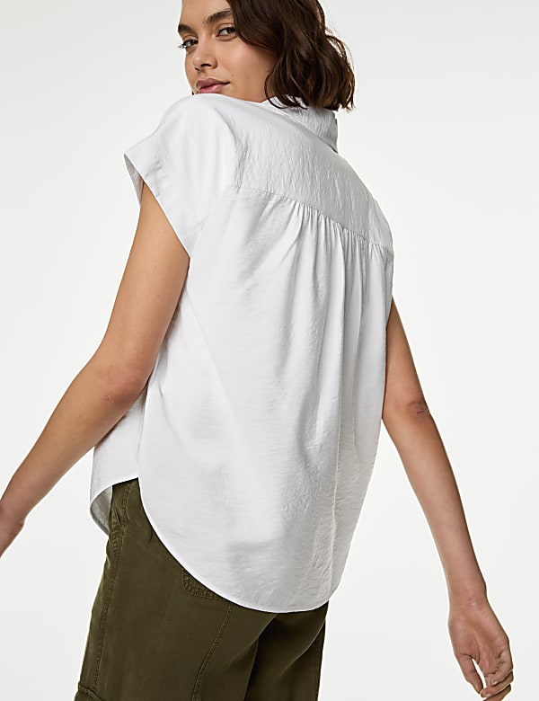 Collared Cap Sleeve Shirt