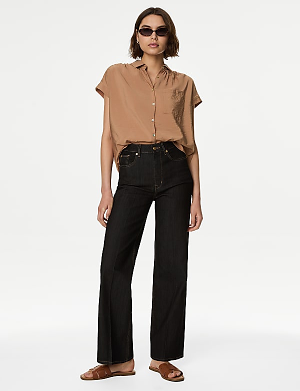 Collared Cap Sleeve Shirt