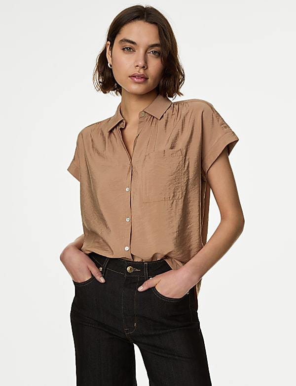 Collared Cap Sleeve Shirt