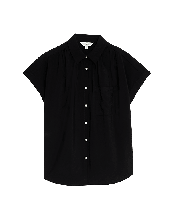 Collared Cap Sleeve Shirt