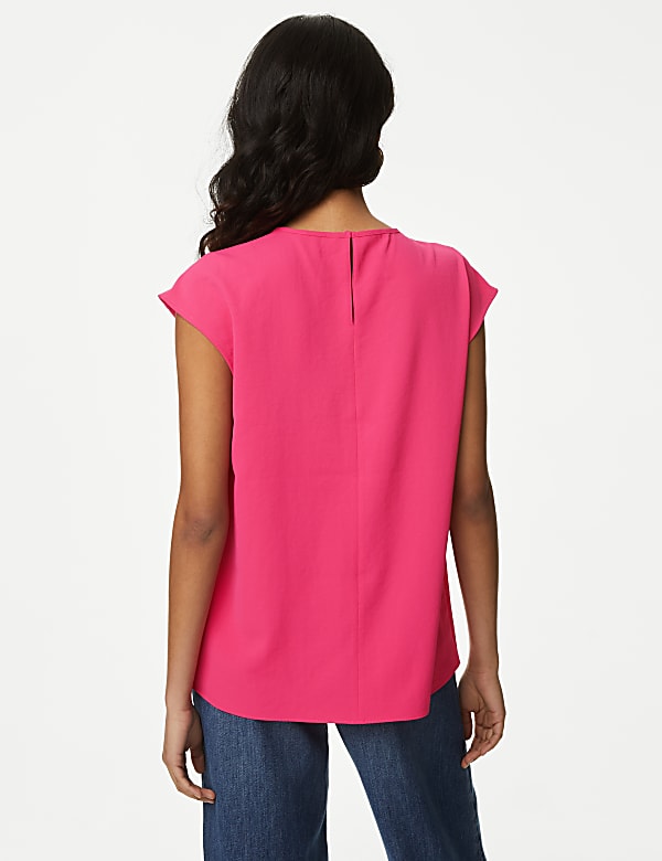 Round Neck Shirred Detail Blouse
