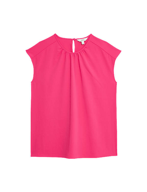Round Neck Shirred Detail Blouse