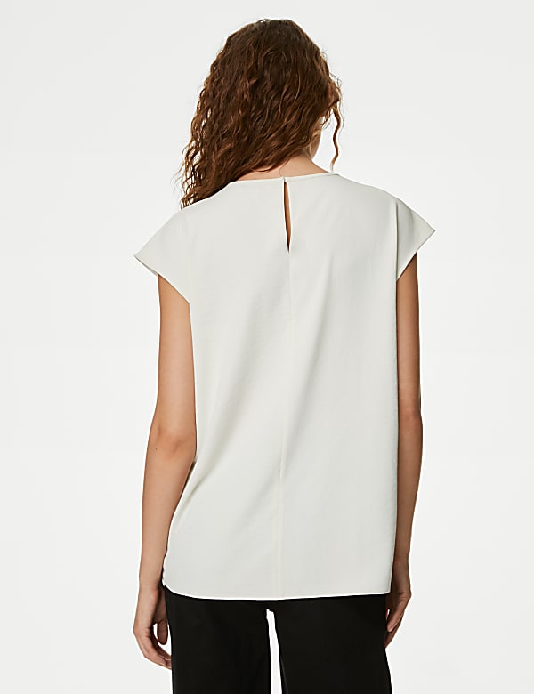 Round Neck Shirred Detail Blouse