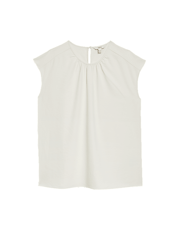 Round Neck Shirred Detail Blouse