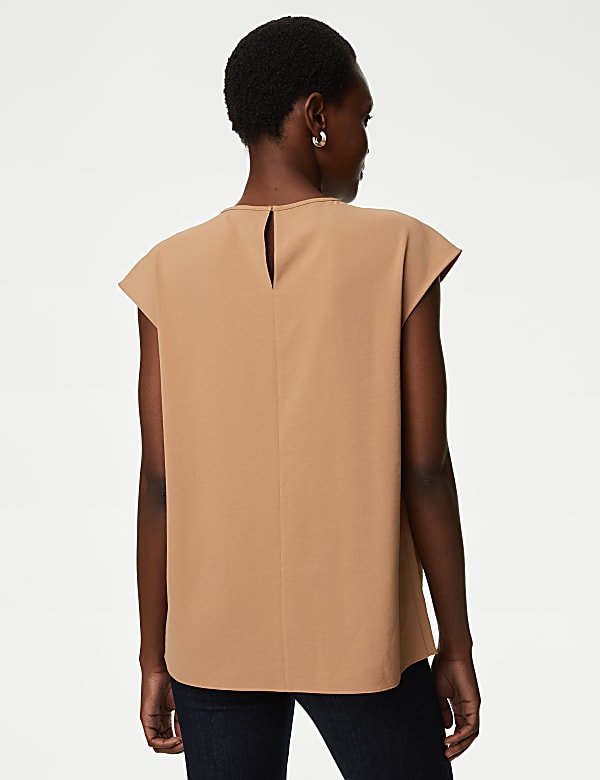 Round Neck Shirred Detail Blouse