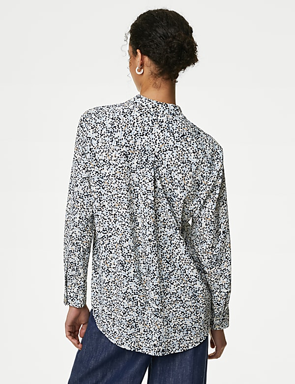 Printed Collared Button Through Blouse