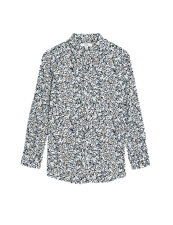 Printed Collared Button Through Blouse