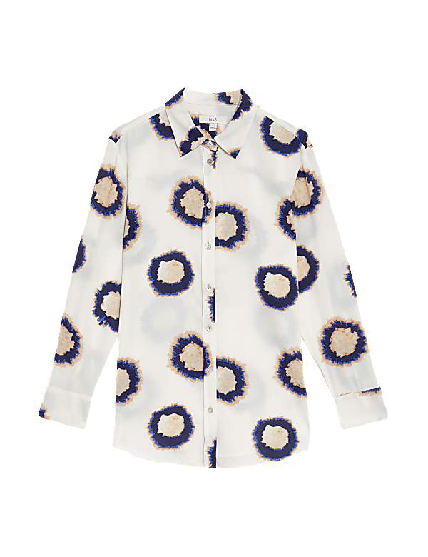Printed Collared Button Through Blouse