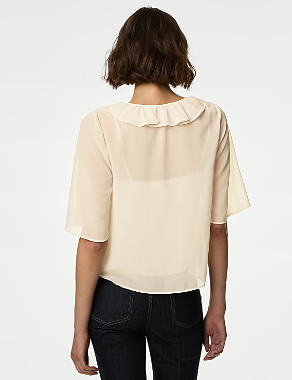 Tie Front Frill Detail Blouse