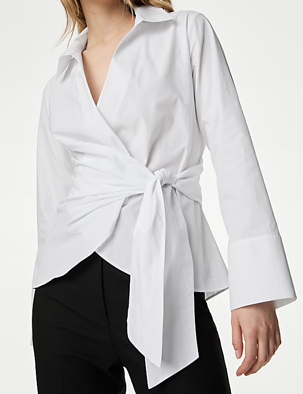 Pure Cotton Tie Front Shirt