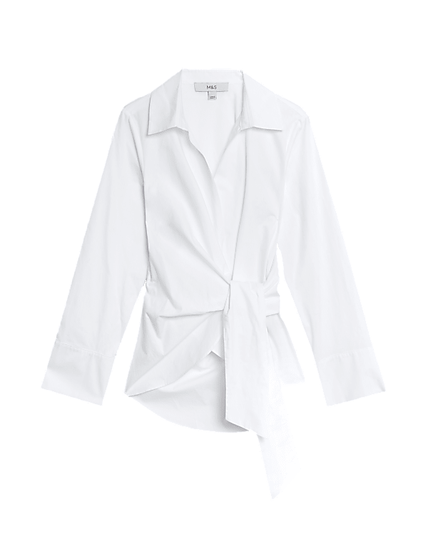 Pure Cotton Tie Front Shirt