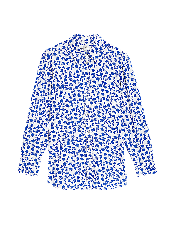 Printed Collared Button Through Blouse