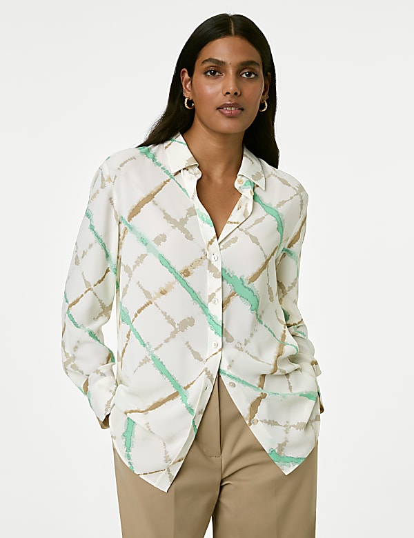 Printed Collared Blouse
