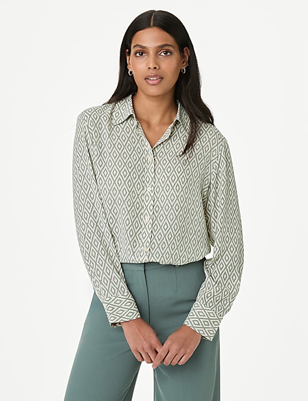 Printed Collared Blouse